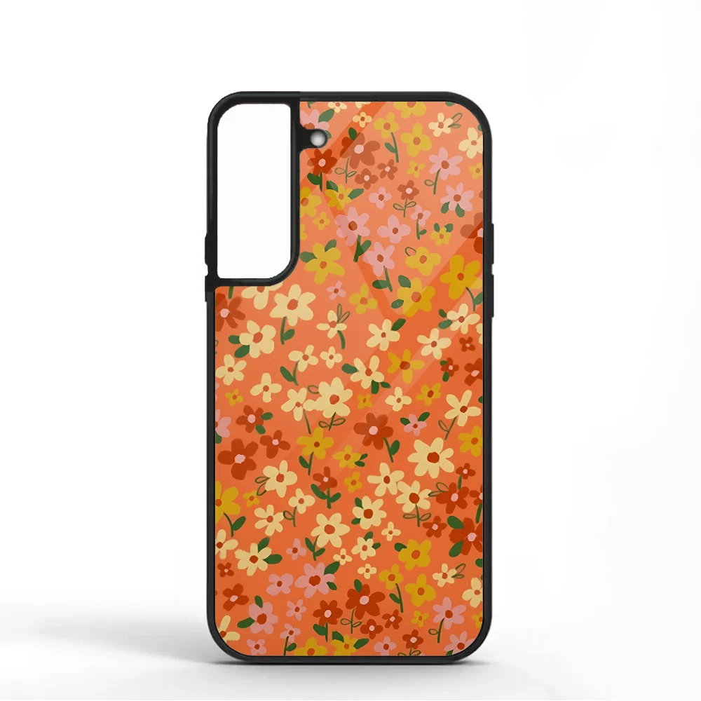 Coral Floral Pattern Phone Case For Samsung S10 S20 S21 S22 S24 S30 Plus ULTRA Mirror Acrylic Cover