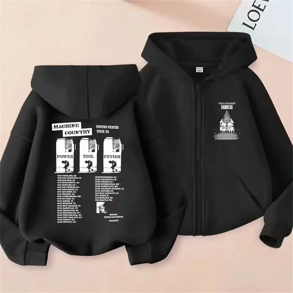 

Rock Band Radiohead Return To The Road European Tour Zipper Hoodie Men Women Hip Hop Oversized Zip Up Jacket Male Vintage Coat