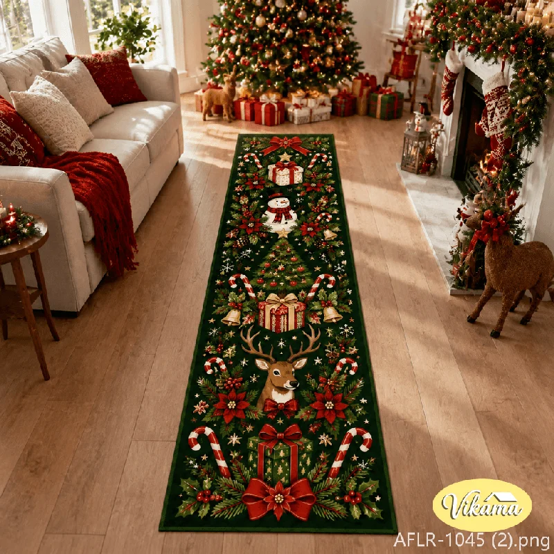 VIKAMA Christmas Runner Carpet, Non-Slip Soft Hallway Rug, Entryway Decorative Carpet for Home Decoration