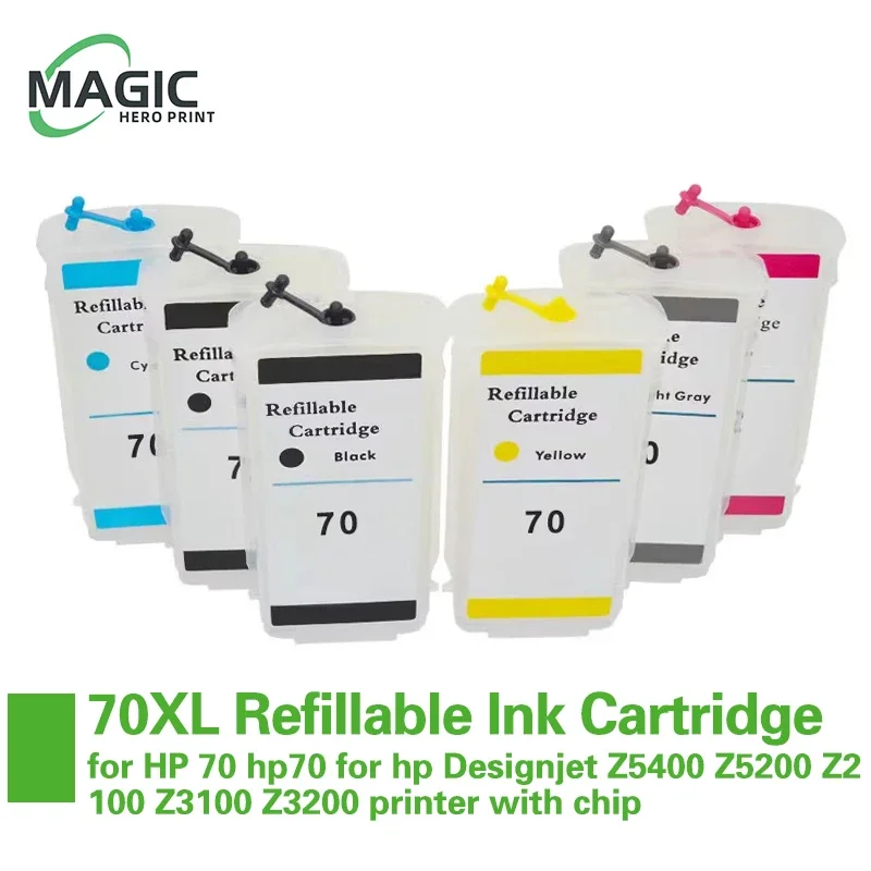 280ml 1set refillable Ink cartridge replacement for HP 70 hp70 for hp Designjet Z5400 Z5200 Z2100 Z3100 Z3200 printer with chip