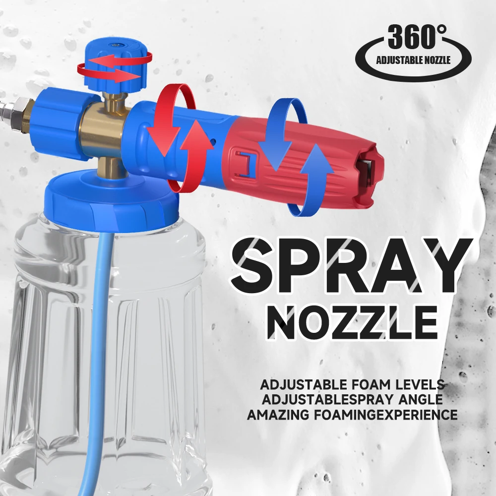 Imagem -06 - Neve Espuma Lance Lavadora de Pressão Canhão de Espuma Jet Wash Liberação Rápida Bocal Ajustável Male Fitting Foam Dispenser