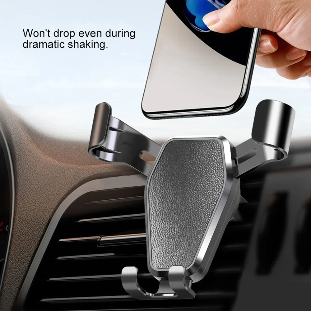 Navigation Gravity Car Phone Holder Air Vent Clip Mount Universal Car Bracket Auto Lock Anti Shake Hands Free Cradle Cell Phone GPS Stand Support for Samsung All Phones 360 Degree Rotation Adjustable Fits Most Cars