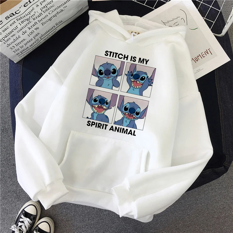 Disney Christmas Sweatshirt Lilo Stitch Funny Cartoon Hoodies Women Harajuku Cute Stitch Anime Manga Streetwear Hoody Female