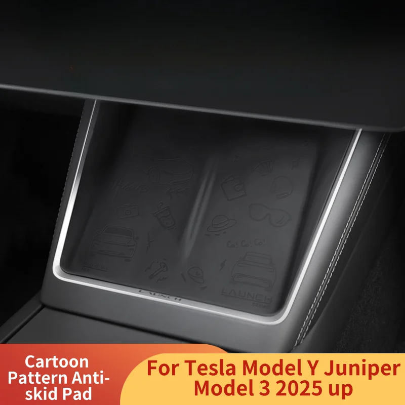 

For Tesla Model 3 Highland Model Y Juniper 2025 Central Control Anti-skid Pad Silicone Phone Wireless Charging Mat Accessories