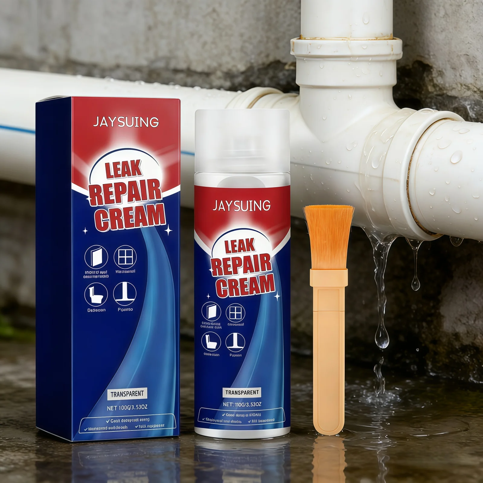 Jaysuing Leak Repair Cream Transparent for Plastic Water Pipe Household Waterproof Product Durable Invisible Leak Repair Sealant