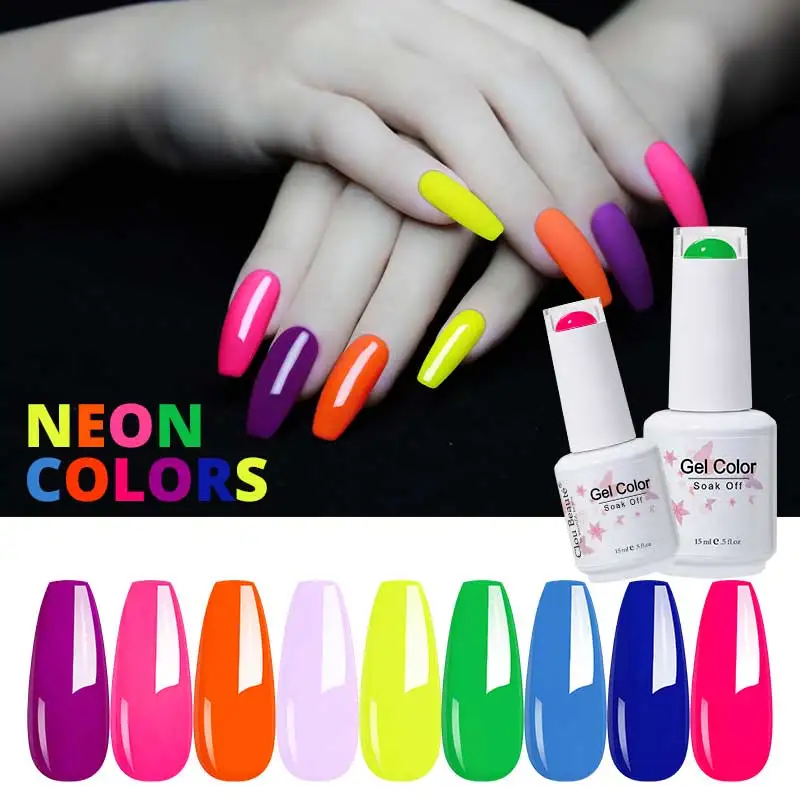 Clou Beaute Nail Gel Polish UV LED Summer Neon Colors Gel Varnishes Painting hybrid lakiery hybrydowe Gellak 15ml Gel Nail