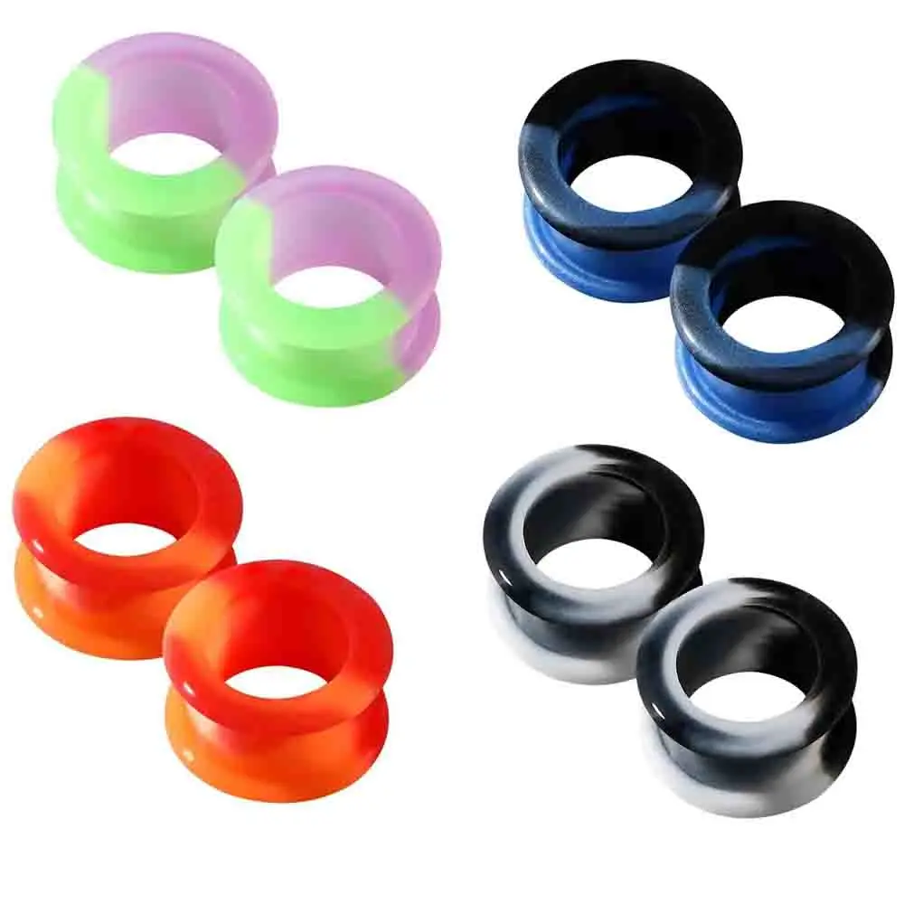 2 Pair Colorful Thick-Ear Gauges Plug-Soft Silicone Ear Flesh Tunnel-Ear Stretcher 2G-5/8