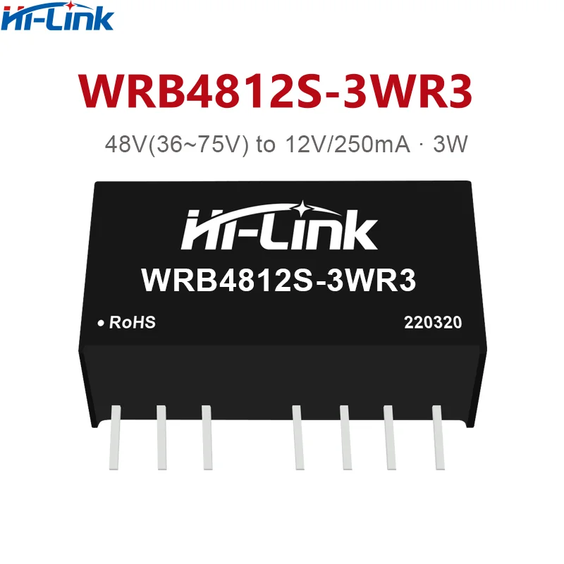 Hi-Link Step Down DC Converter Isolado Módulo de Alimentação de Comutação, 3W, 48V a 5 9 12 15V, 250ma, WRB4812S-3WR3, Venda quente, Novo