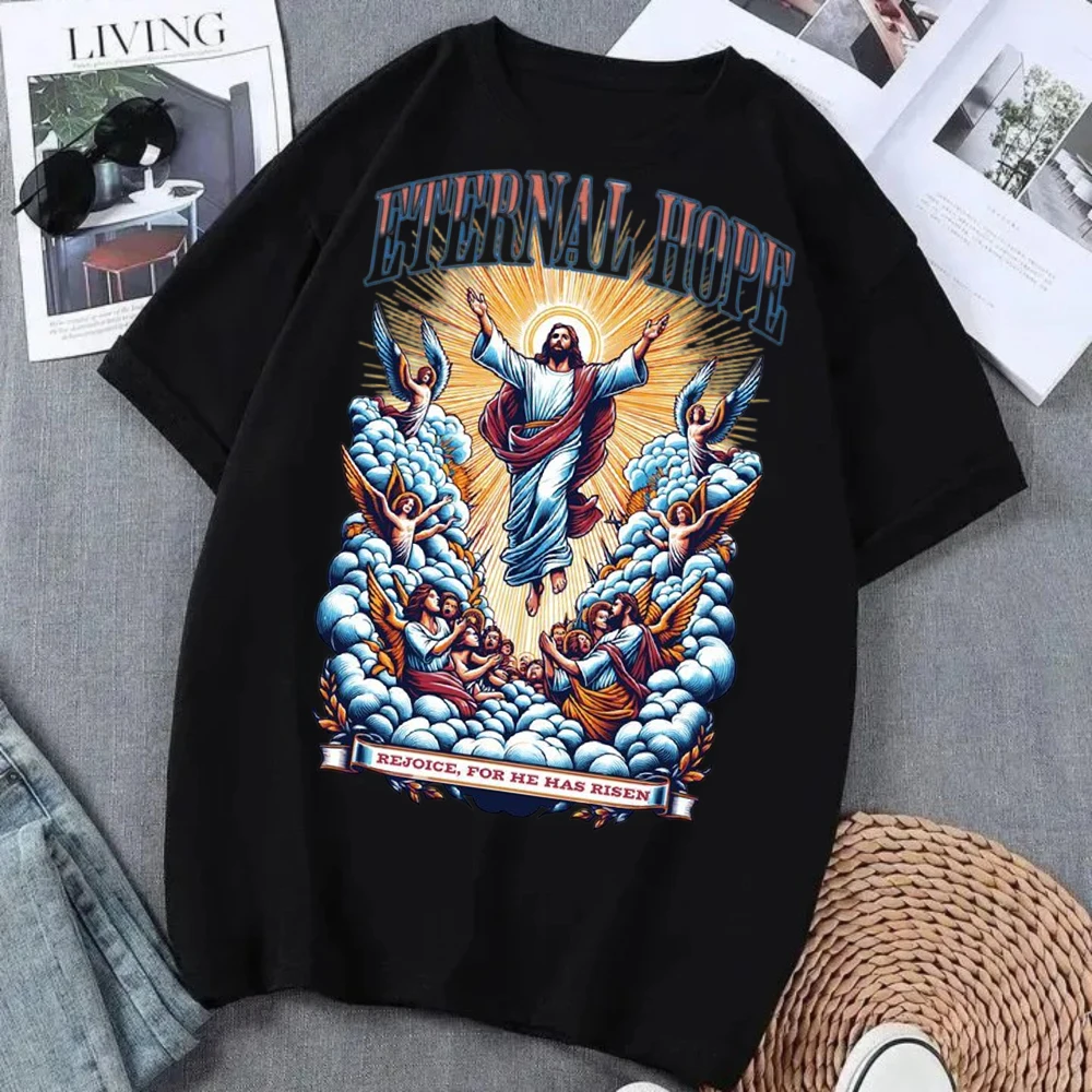 Christian Art Graphic T-Shirt Resurrection Hope Jesus Christ Glow T Shirt Religious Tee Faith Based Casual Wear for Men & Women