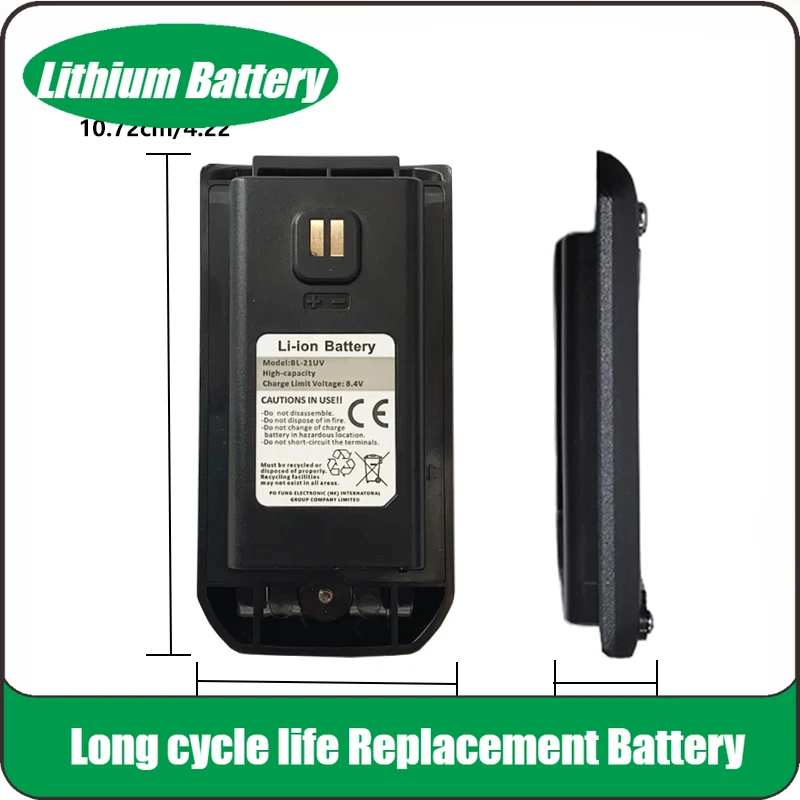 

For Baofeng UV-21 Pro V2 Li-ion Battery High Capacity 7.4V 1600mAh Type-C Charge UV21 Pro UV21 Walkie Talkie BL-21UV Battery