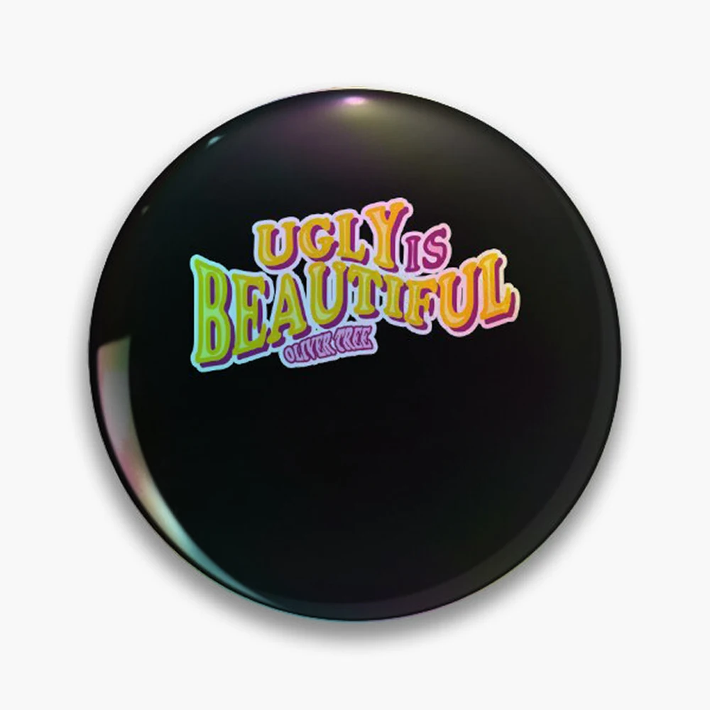 Ugly is Beautiful Oliver Tree Pin Holographic Star Heart Pin Brooches Laminated Button Fashion Accessory