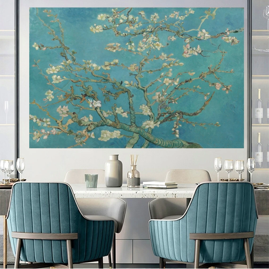 Van Gogh Oil Painting Copy for Living Room Branches of An Almond Tree Wall Decor Art on Canvas Impressionist Handpainted