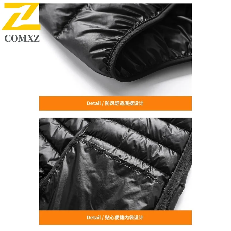 سترة COMXZ للرجال خفيفة للغاية للتزلج في الهواء الطلق سترة سميكة دافئة بلون سادة للسفر سترة شتوية مبطنة مقاومة للبرودة #6