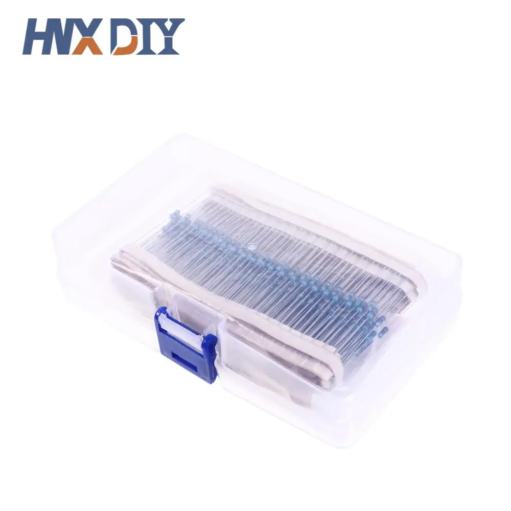 600pcs/set 30 Kinds 1/4W Resistance 1% Metal Film Resistor Pack Assorted Kit 1K 10K 100K 220ohm 1M Resistors