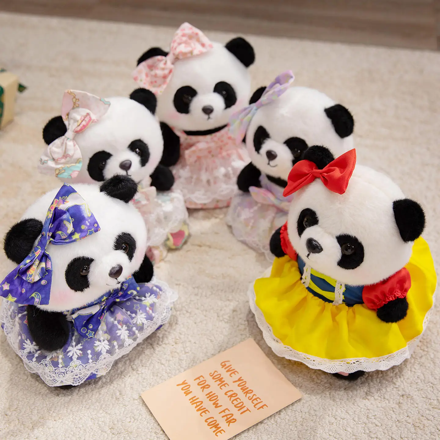 

23cm Dress Up Series Panda Plush Toy Girl Panda Wear Dress Plush Doll Soft Lovely Stuffed Pillow Children's Preferred Gift