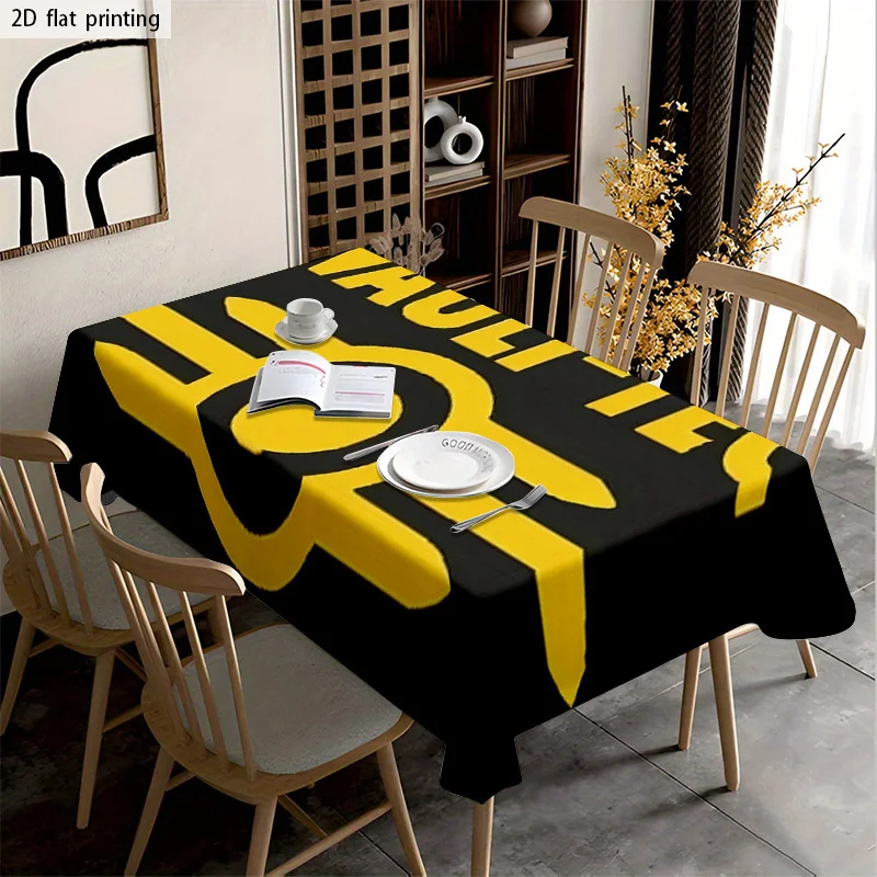 Funny Yellow Graphic Print Tablecloth for Dining Room Party Decor Waterproof Spill Proof Table Cover