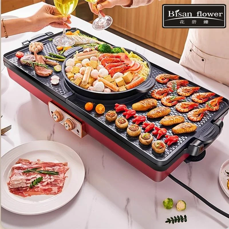 

Hot pot barbecue integrated pot two-in-one large-capacity household electric oven multi-functional barbecue machine rinse roast