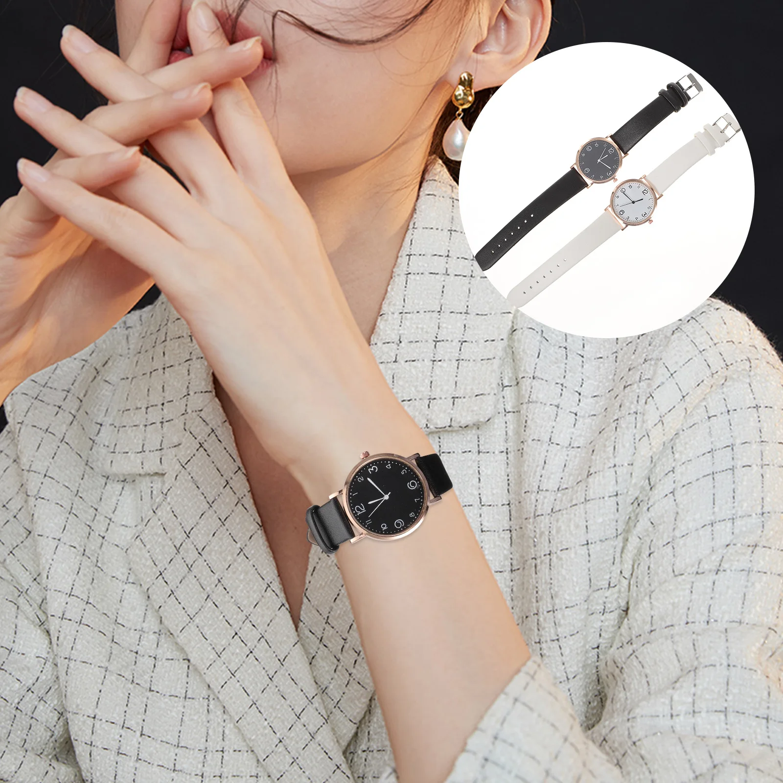 

2pcs Wrist For Women Fashion Quartz Watch Casual Student Watch Durable Elegant Watches For Party School Gift
