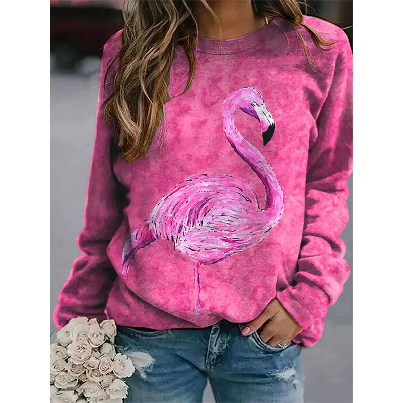 Fashion Sweatshirts Parrot Floral Flamingo 3D Print Hoodies Women Streetwear Long Sleeve Pullovers Top Y2k Hoodie Woman Clothing