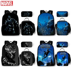 Marvel Avengers Anime Movies Pencil Case Backpack Superhero Black Panther Character Printing Student Waterproof Schoolbag Gifts