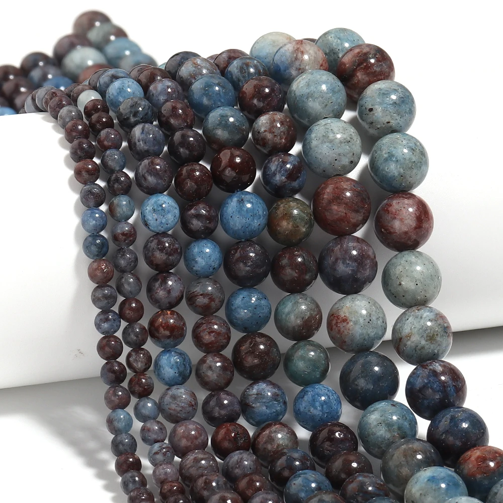 4/6/8/10mm Natürliche afrikanische blaue Jade-Steinperlen, glatte lose Spacer-Edelsteinperlen, runde Perlen für DIY-Armband, Halskette, Schmuck