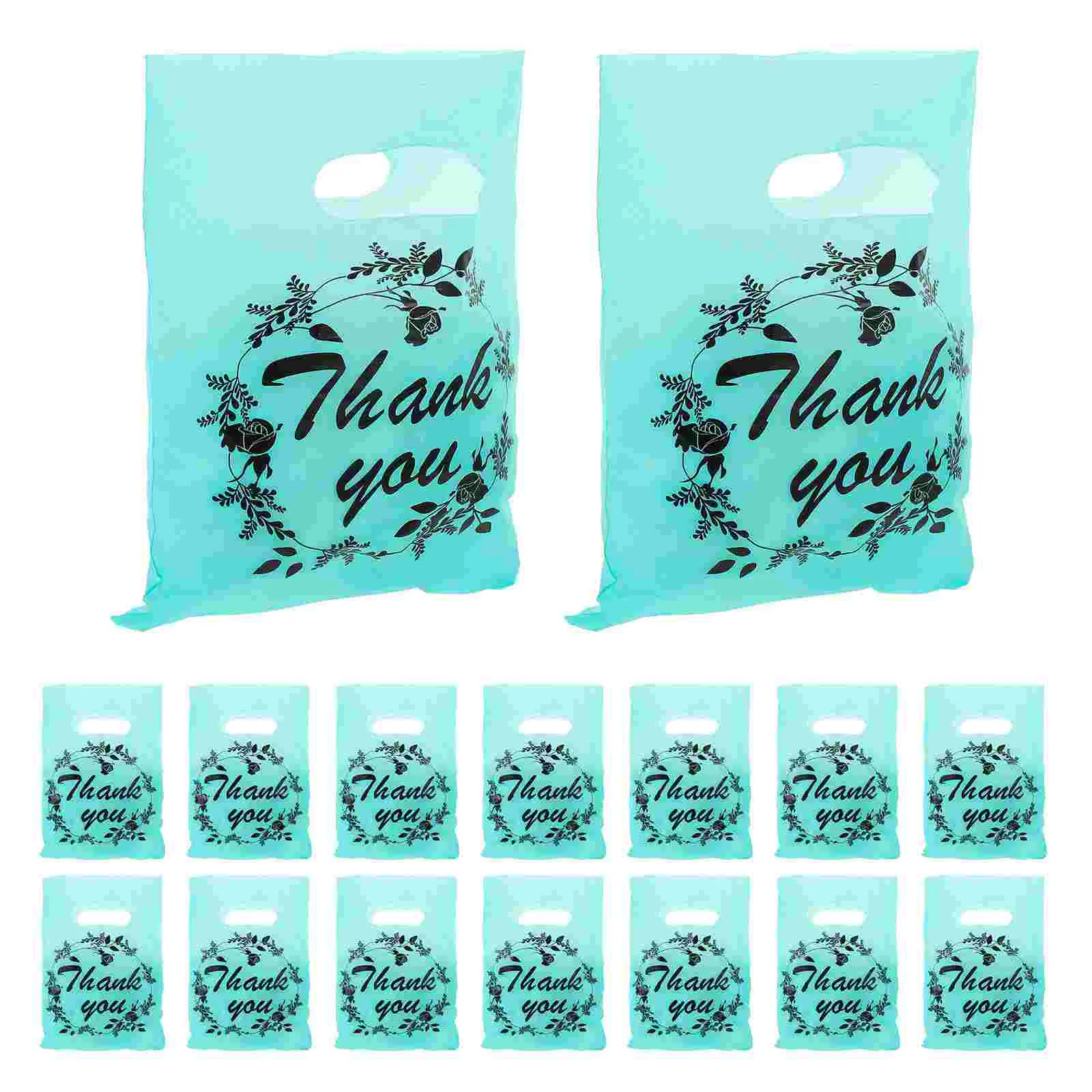 100 Pcs Thank You Merchandise Bag Shopping Goodie Bags Bulk Boutique Christmas Pvc Shopping Candy Cookie Bags for Party