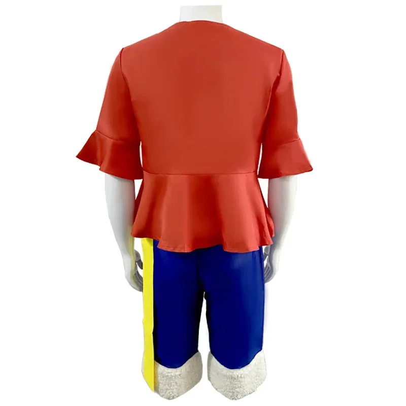 2025 New Anime Piece Cosplay Monkey D Luffy 1st Costume Full Set Uniforms Adult Halloween Party Wear (Tops+Shorts+hat)Kodiak
