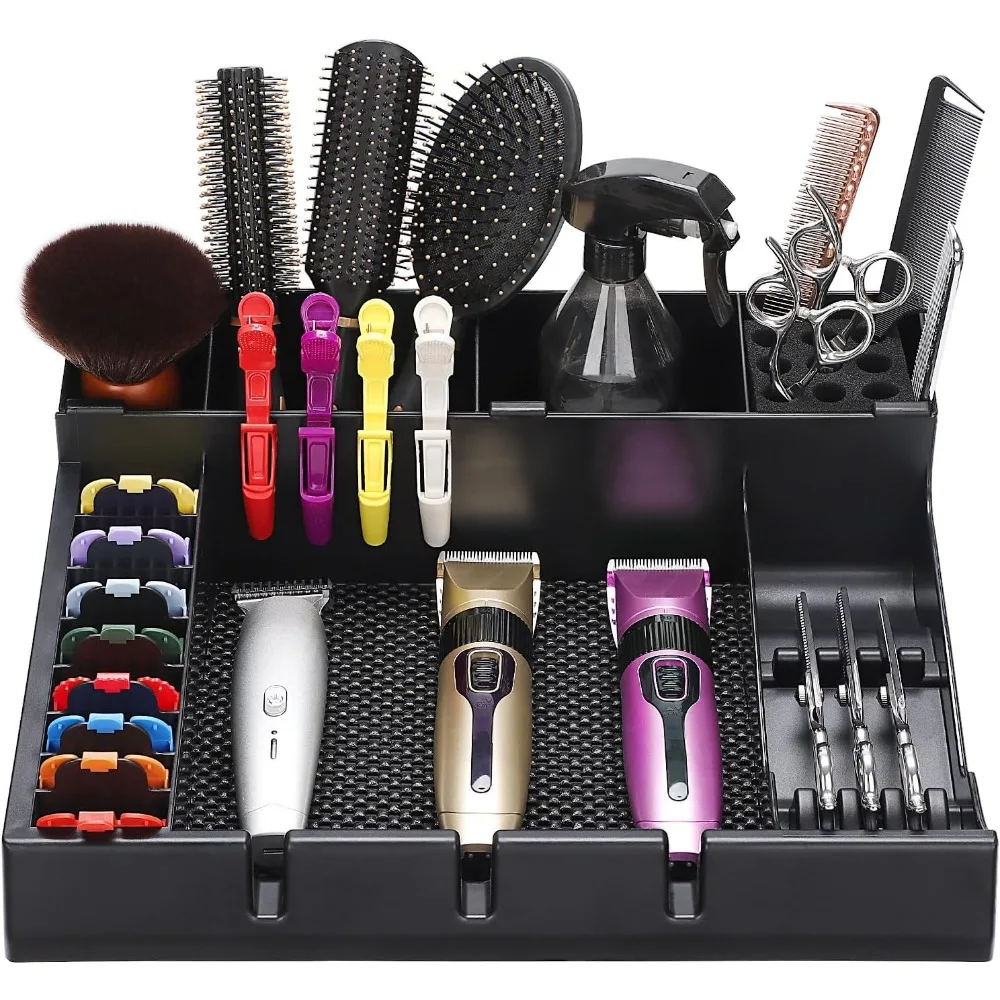 

Large Barber Station Organizer for Corded Clippers & Guards, Barber Clipper Tray Anti-slip Hair Trimmer Holder, Multifunctional