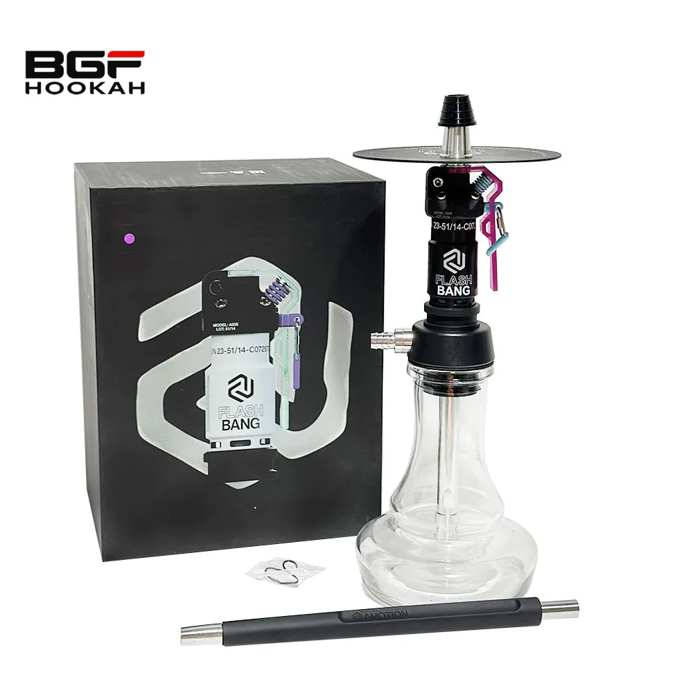 40cm Black Flash Bang Hookah Shisha Smoking Set Chicha Narguile Smoking Hookah