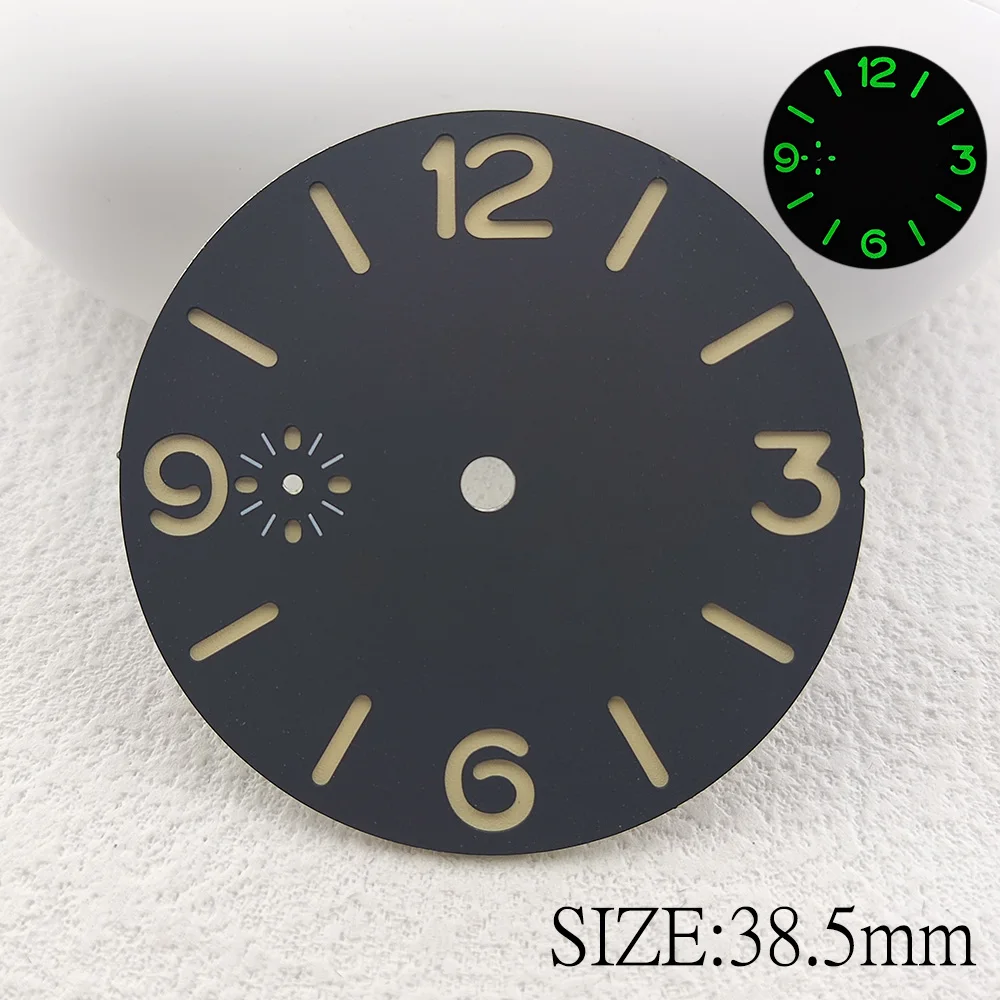 38.5mm watch dial green Luminous Replacement watch accessory fits ETA 6497 6498 automatic movements Logo/name customization