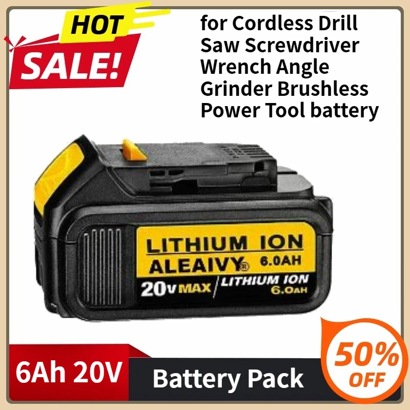 

DCB200 Rechargeable Battery Cordless Drill Saw Screwdriver Wrench Angle Grinder Brushless Power Tool 6Ah 20V Lithium Ion Battery
