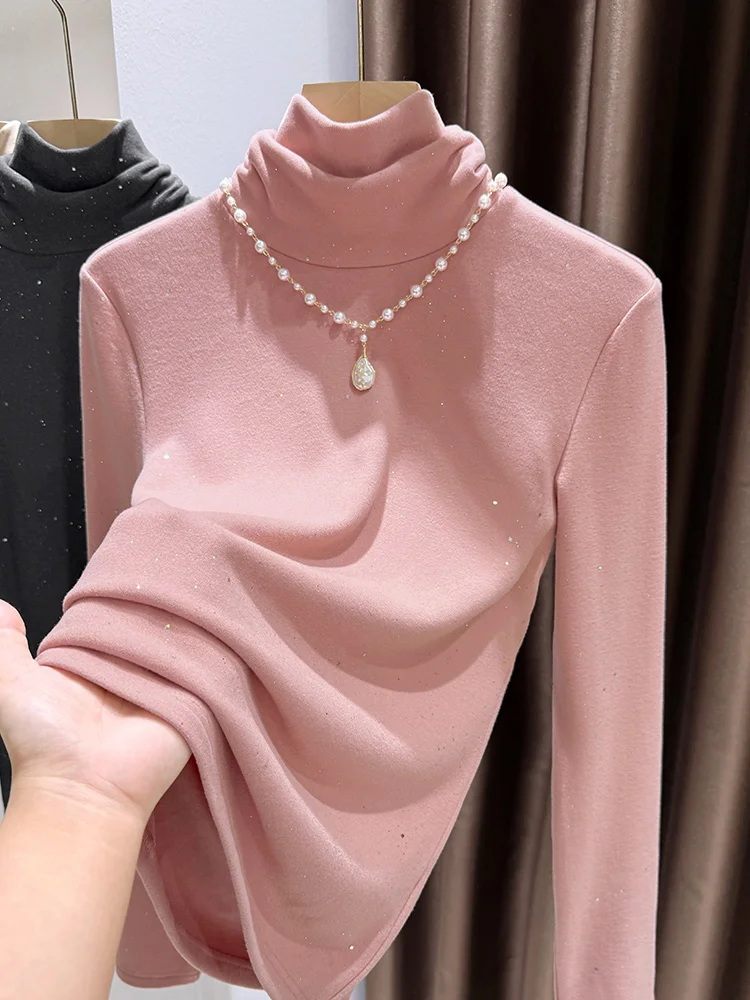 

Sweet Sle Women's Thiened Winter Base irt Silver Fce Warm Turtlene Knitted Top Inner Wear Color Long Sve