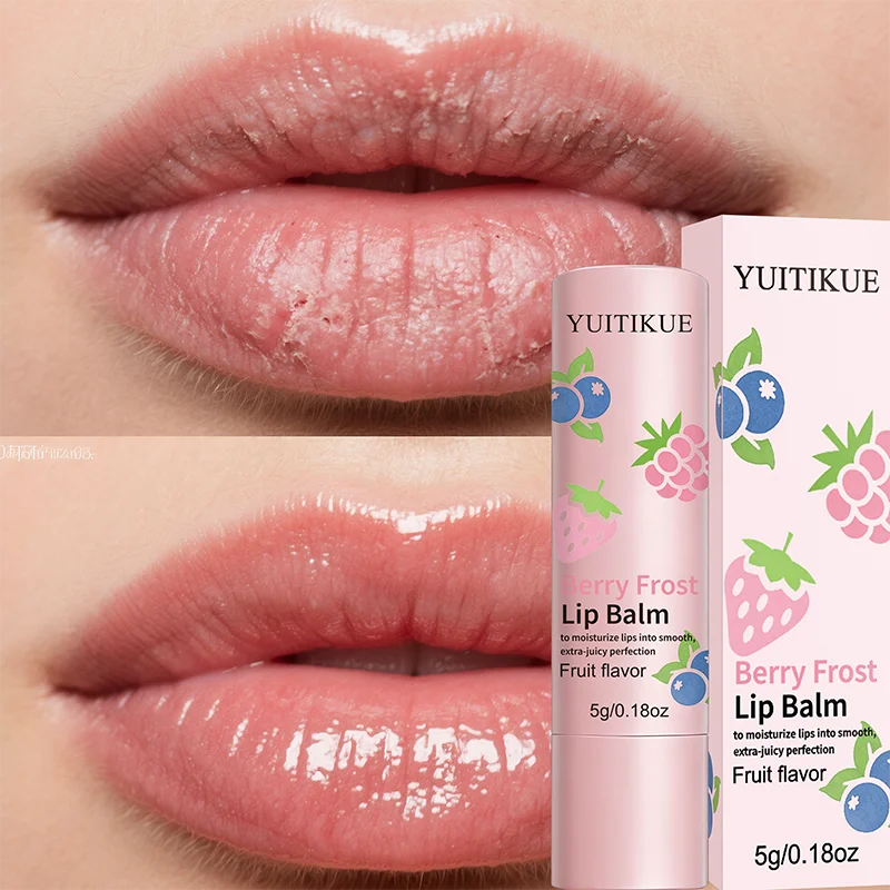 YUITIKUE 5g Berry Frost Lip Balm Fruit Flavor Long Lasting Moisturizing Nourish Repair Dry Chapped Lips Daily Lip Care Stick