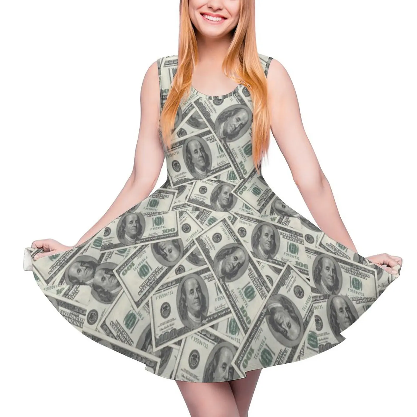 Rich Money Novelty Dollars Sleeveless Dress Bridesmaid dress woman dresses for official occasions Women