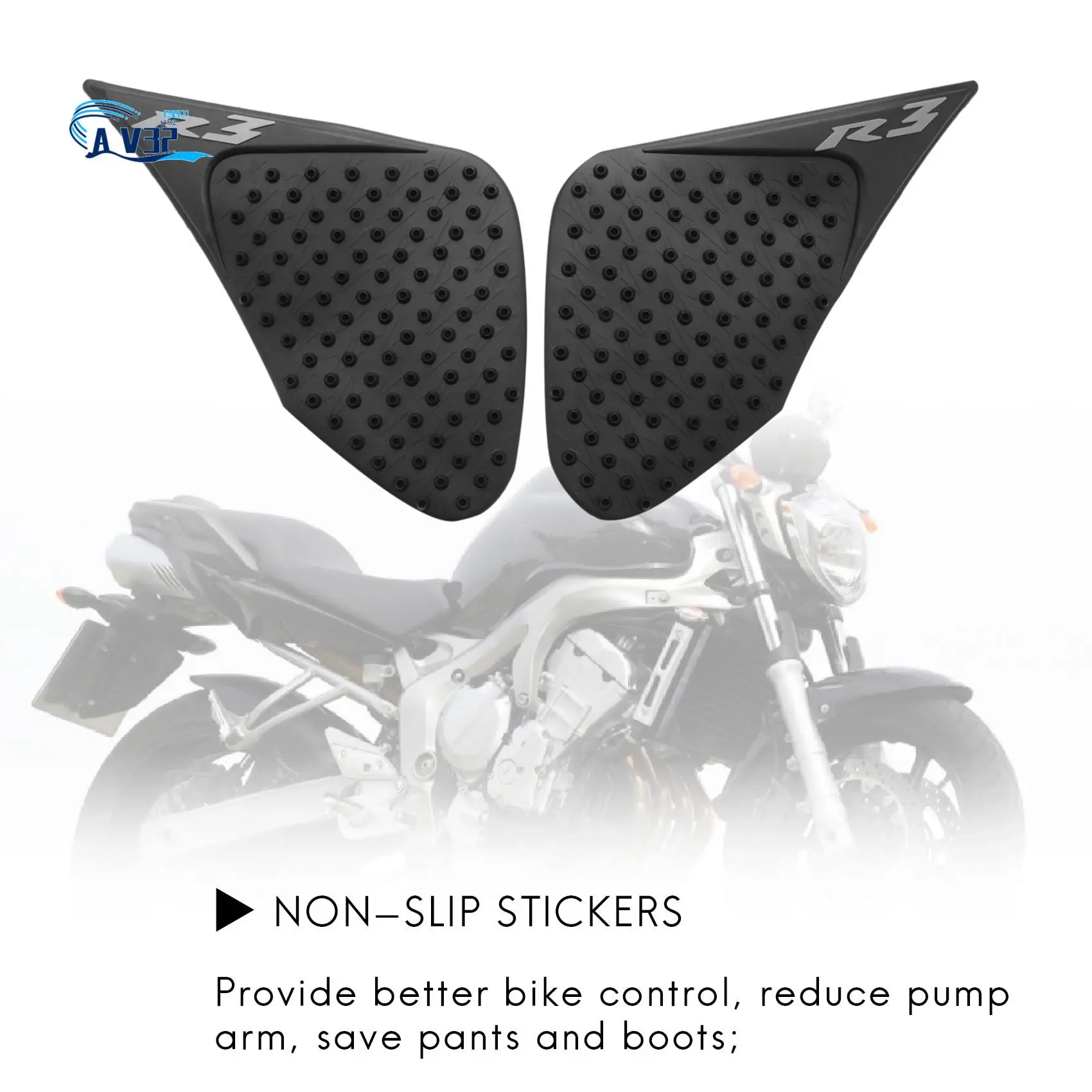

AV32-For Yamaha R3 2015 2016 2017 Yzf-R3 Anti-Slip Anti-Slip Pad Tank Protector Side Adhesives Gas Knee Grip Traction Pads