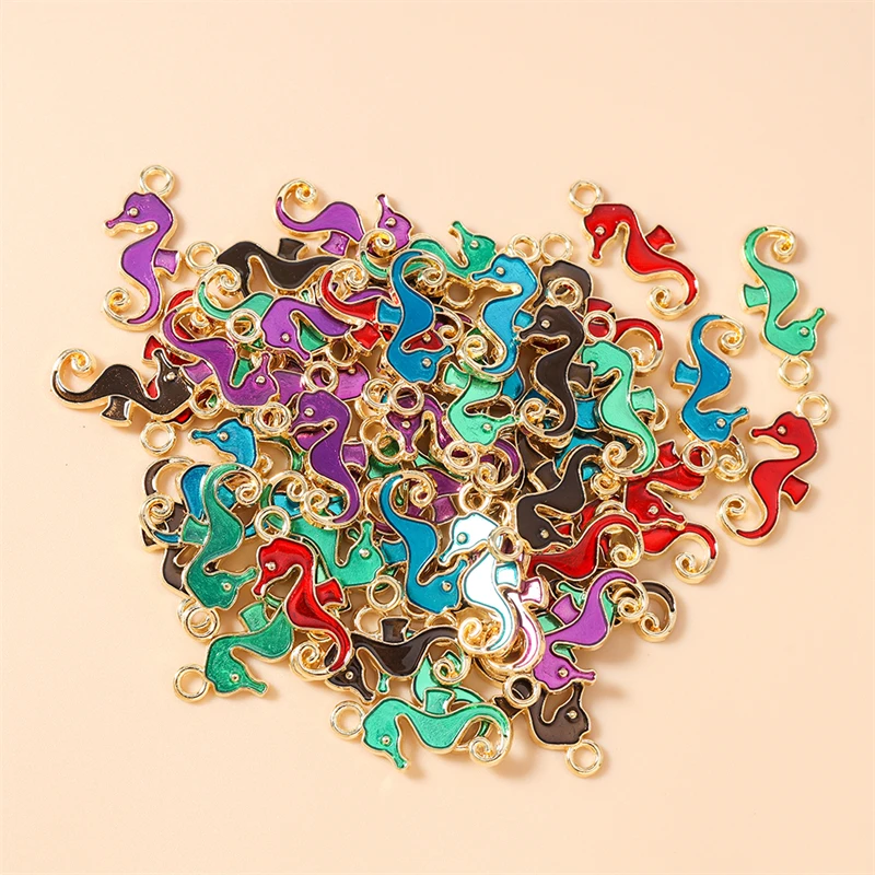 20 Stück 10x22mm Cartoon Tier Charms Emaille Seepferdchen Charms Anhänger für Schmuckherstellung Halsketten Ohrringe DIY Bastelzubehör – Detail 13