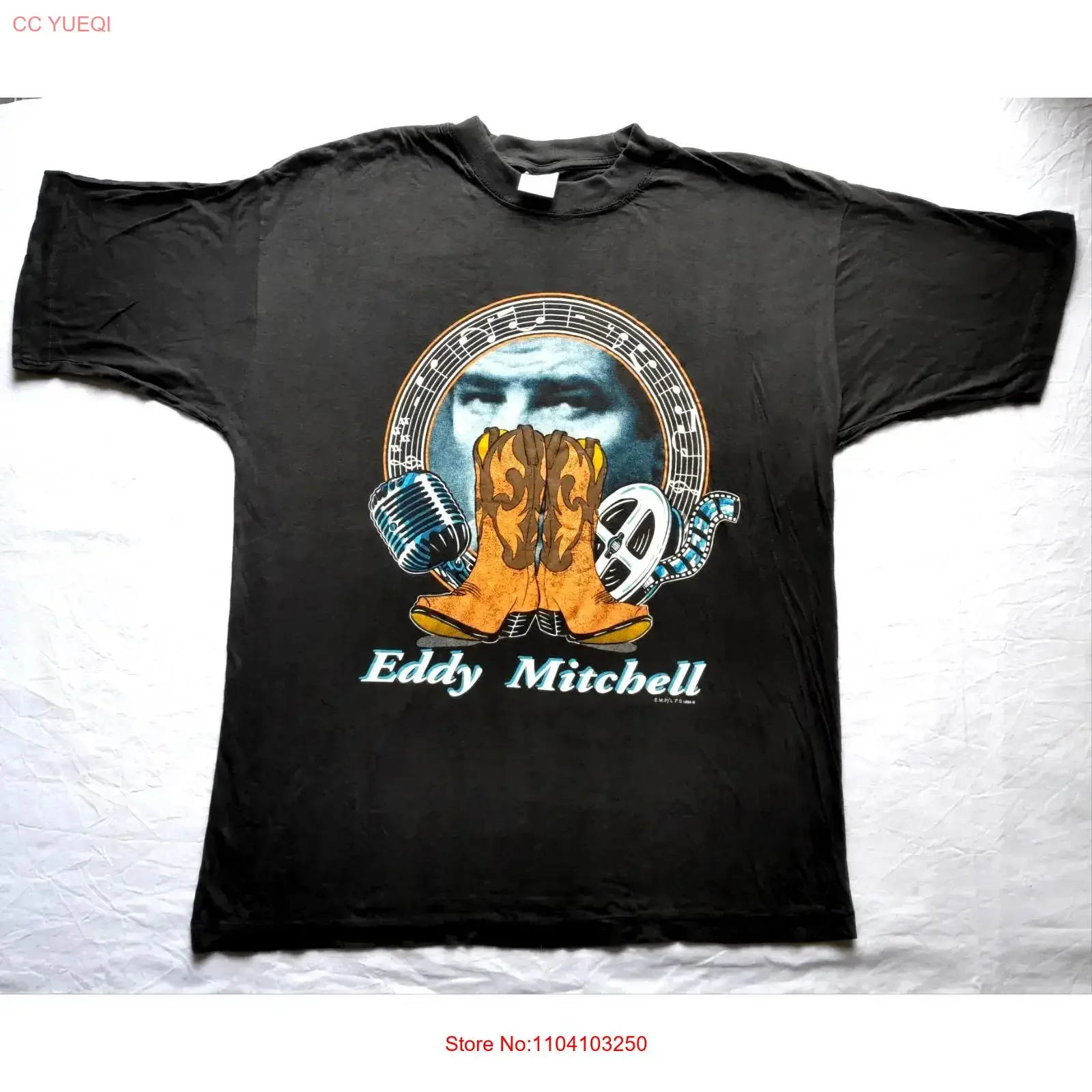 CAMISETA RARA ORIGINAL VINTAGE DE EDDY MITCHELL 1994 TALLA XL NUEVA SIN USAR, estilo vintage lavado, informal, suave, unisex, con gráfico