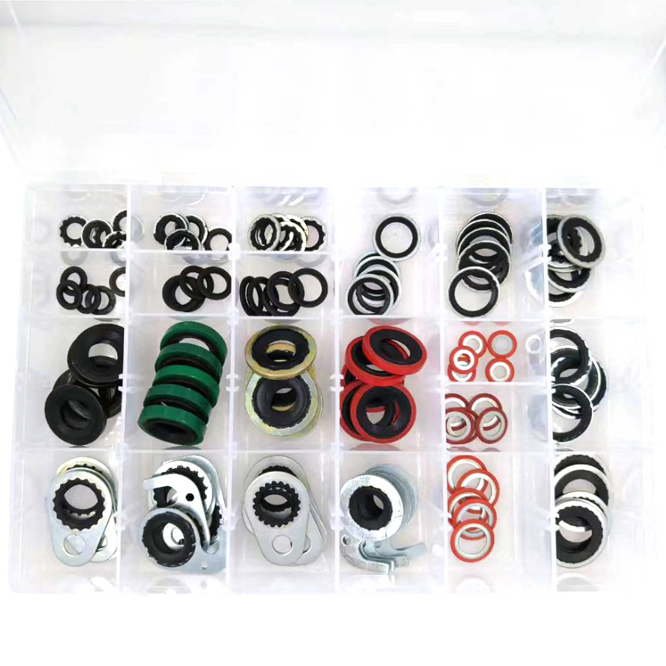 110pcs A/C System Sealing Gaskets Stamps Compressor Expansion Valve Pipe Head Sealing Washer Ring Repair Parts