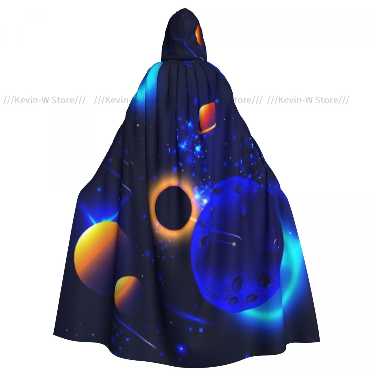 Adult Cloak Cape Hooded Space Illustration Medieval Costume Witch Wicca Vampire Elf Purim Carnival Party