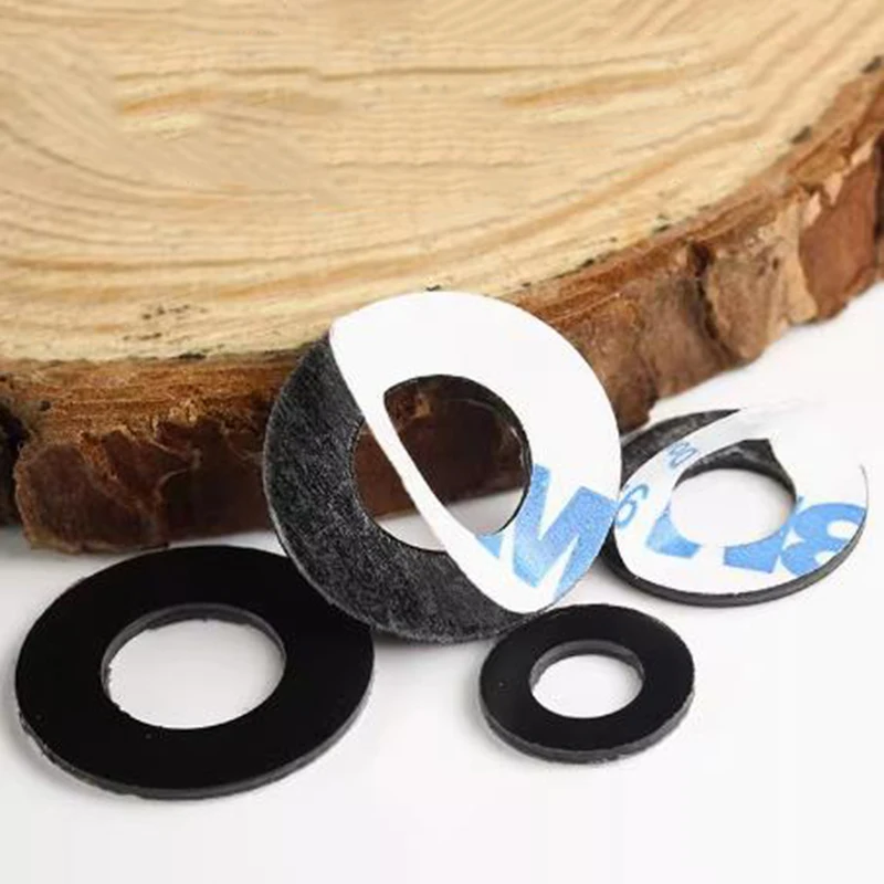 Single-sided Pvc Black Flat Pad Viscose ID 2-12mm Plastic Round Gasket with Rubber Screw Gasket Insulation Hard Mesons Customize