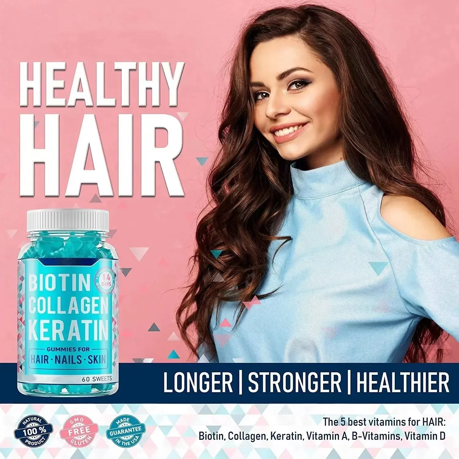 1 bottle of biotin gummies promote hair nail growth healthy skin