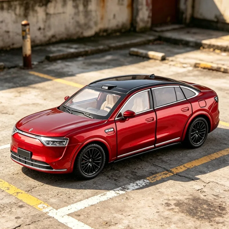Simulationsmodell 1:24 AITO M8 New Energy SUV Druckguss-Automodell mit Ton- und Lichteffekten, Spielzeugfahrzeug, Dekorationsstück, Geschenk, Sammlerstück