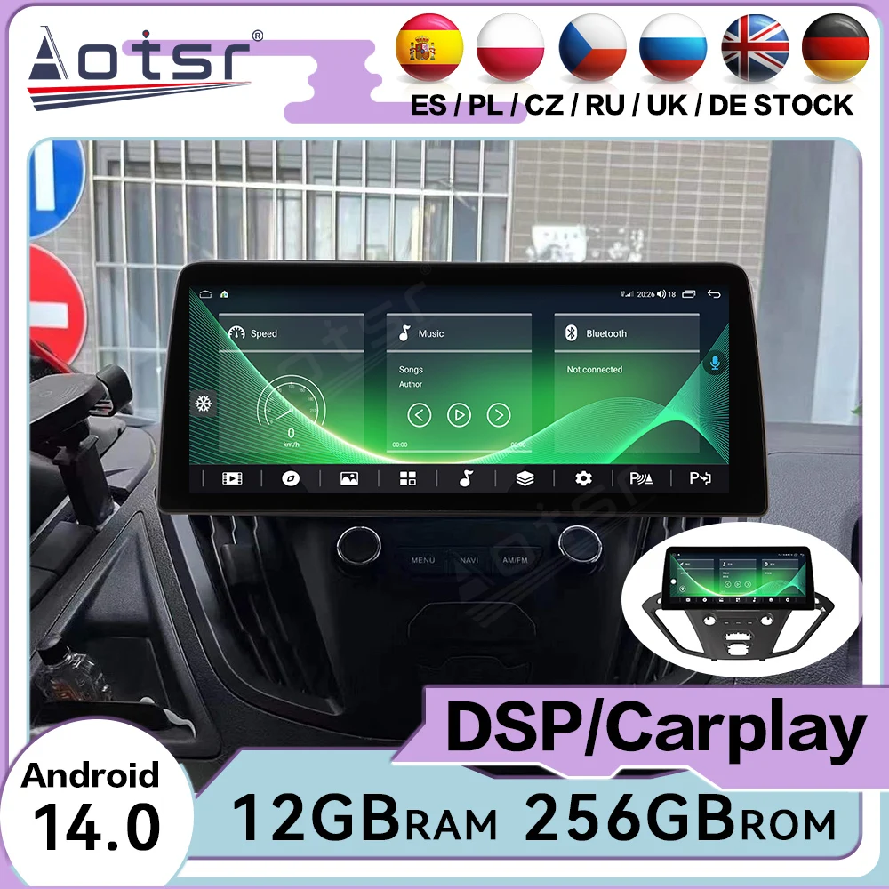 Touch Screen Android 14 Auto Multimedia Car Radio For Ford Transit 2017-2019 Car GPS Navigation Audio Stereo Head Unit Carplay