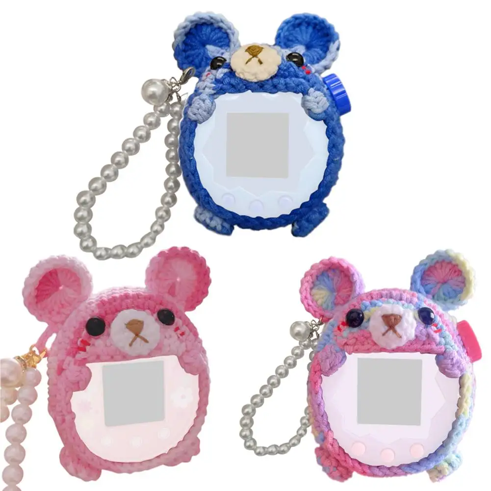Protective Case For Tamagotchi Paradise Handmade Colorful Bear With Pearl Lanyard Anti Fall Electronic Pet Protective Shell Part