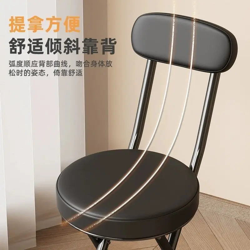 كرسي قابل للطي مسند الظهر كرسي الطعام المنزلي المحمولة طالب جامعي عنبر كرسي شرفة الترفيه كرسي بلا ظهر قابل للطي توفير المساحة #4