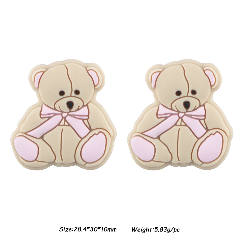 

100pcs Cartoon Bear Silicone Focus Bead For Making Jewellery DIY Bracelet Necklace Earring Pen Accessories