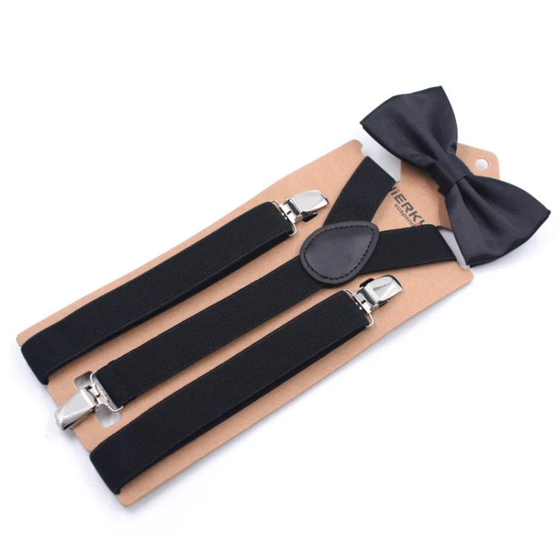 Set Suspender Warna-warni Lembut 2.5X110Cm Dasi Kupu-kupu Bagus Poliester Menawan Y-back Kawat Gigi Dewasa Kupu-kupu Sabuk Dasi Kupu-kupu Dapat Disesuaikan