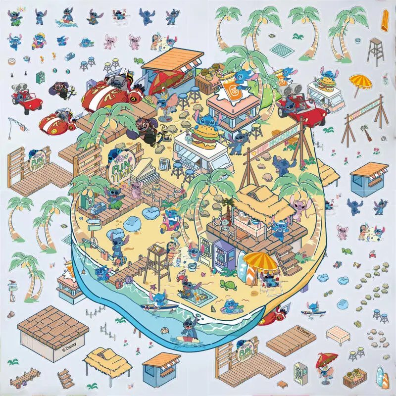 

3D Diy мультфильм Дисней стежка пляжный пейзаж наклейки Diy миниатюрный 3D дом сбор декомпрессии дизайн украшения наклейка игрушка