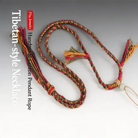 Tibetan Style Handmade Braided Cotton Necklace Rope Lucky Blessing Pendant String For Thangka Buddha Amulet Good Luck Spiritual