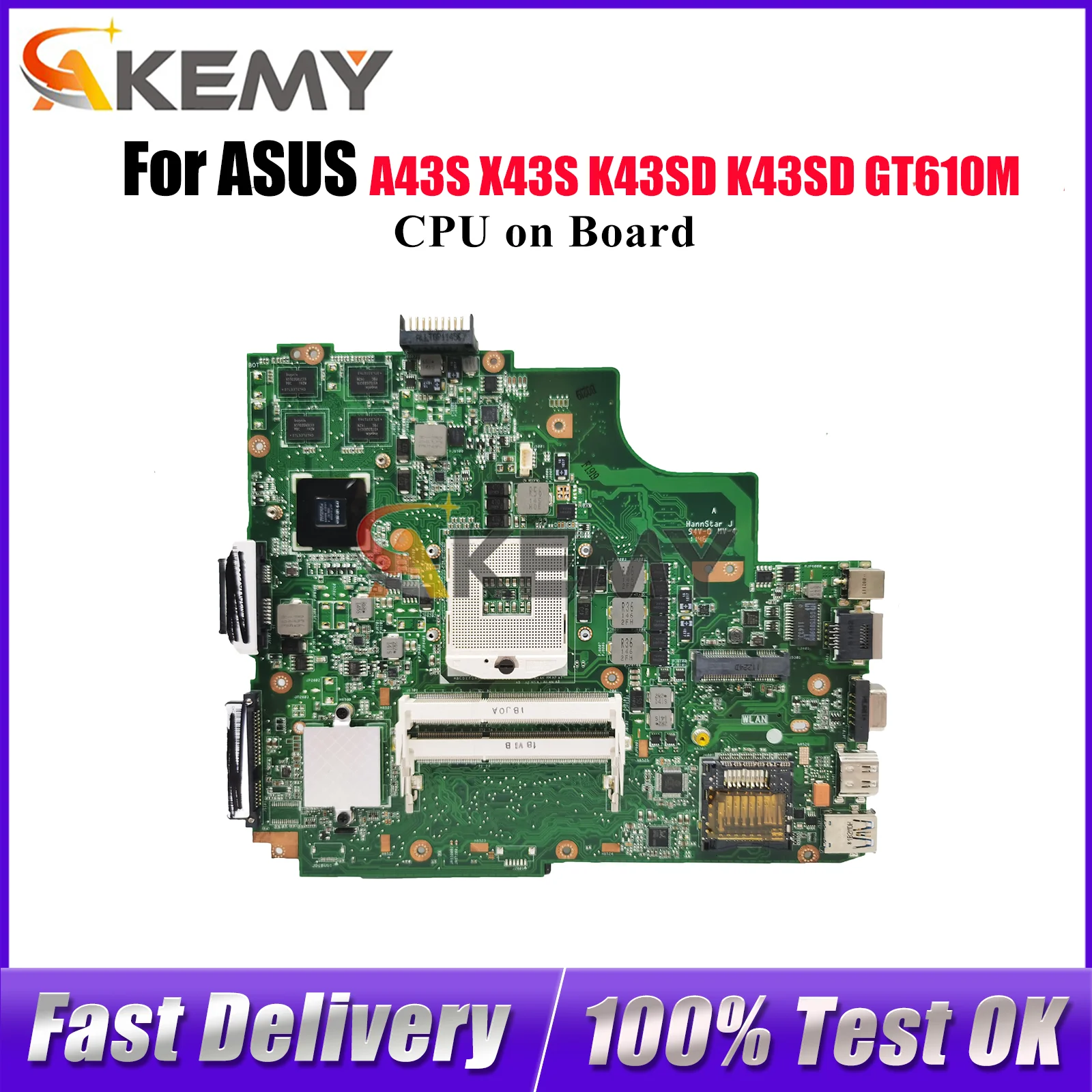 

K43SD Материнская плата для ноутбука ASUS K43SV K43SM A43S K43SJ K43SD X43S K43S Материнская плата для ноутбука с процессором tests ОК быстрая доставка stk